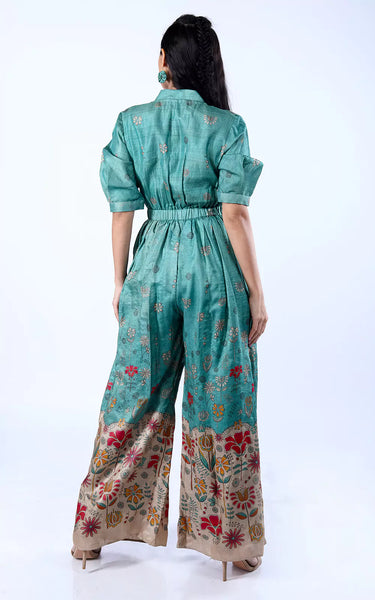 Handloom Tussar Silk Digital Printed Playsuit